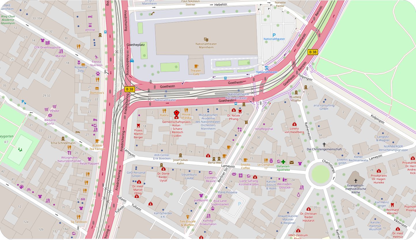 Karte Goethestraße 6, 68161 Mannheim